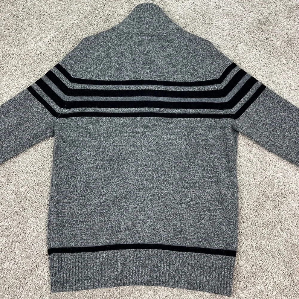 Banana Republic Merino Wool Sweater Mens S Grey Italian Yarn‎ Mock Neck Striped